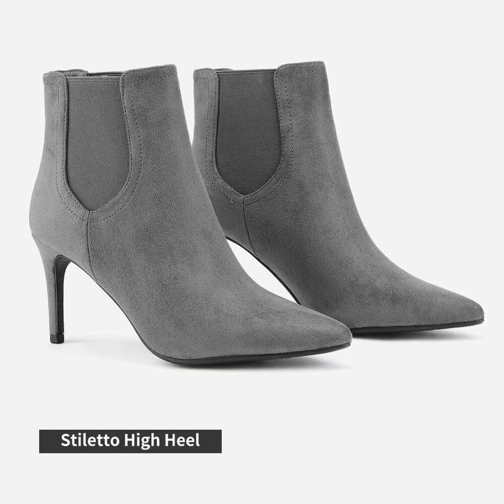 Women's Pointed Toe Stiletto High Heel Slip On Ankle Booties